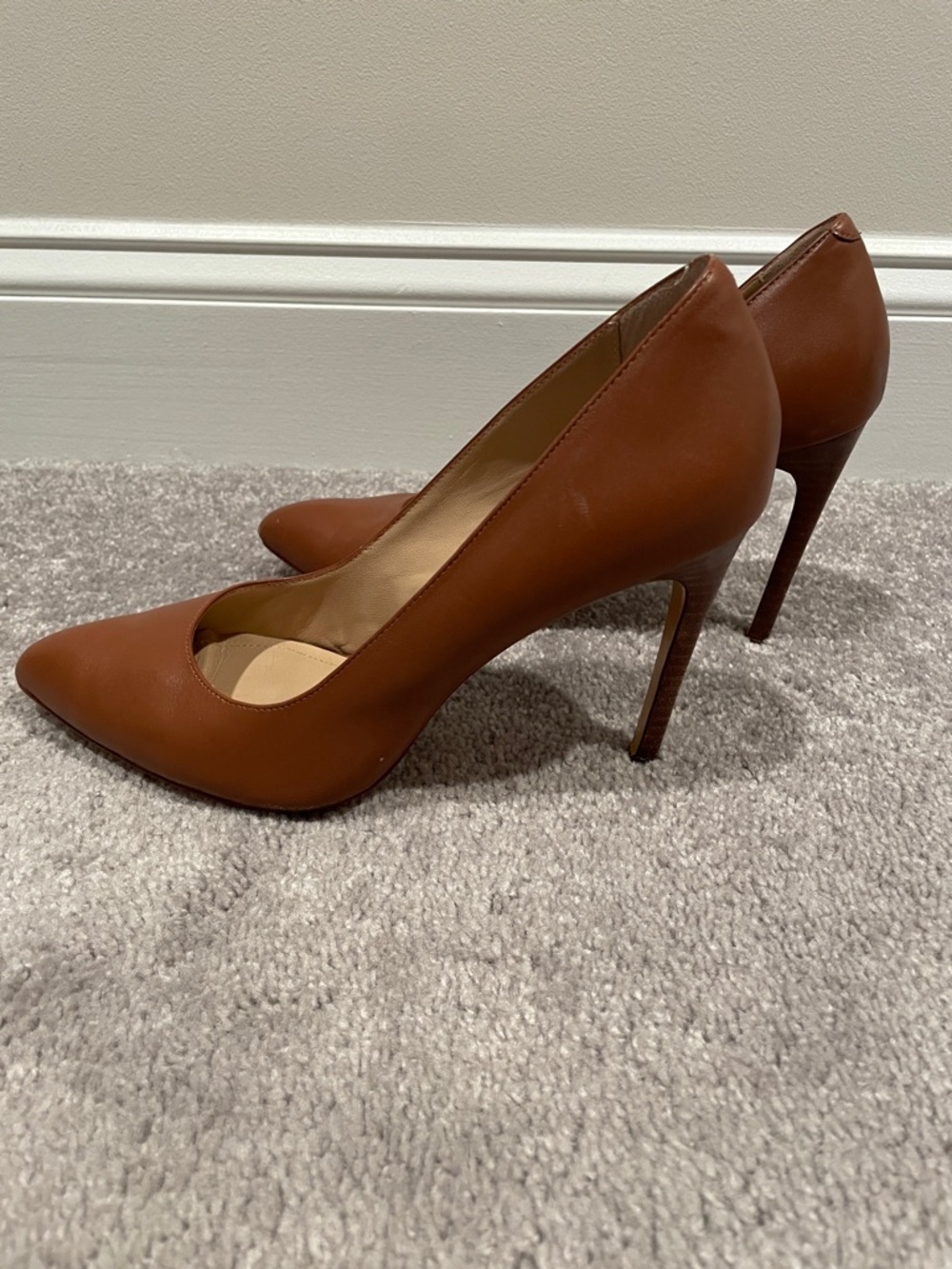 Pour La Victoire Tan Pointed-Toe Stiletto Pumps